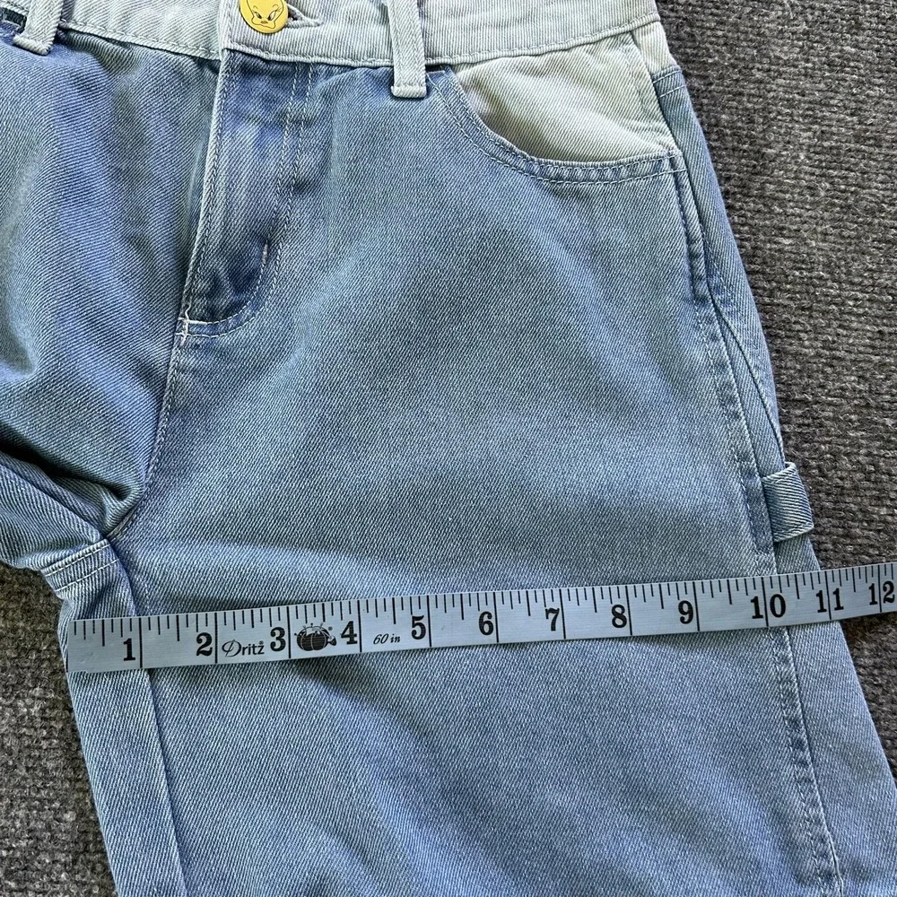 Justice Jeans Girls 16 Blue Barrel Wide Leg Looney Tunes Bugs Bunny Cargo Denim